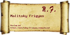 Malitsky Frigyes névjegykártya